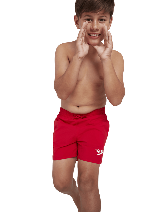 Red Speedo boys essential watershorts with white logo