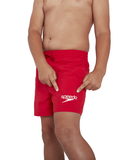 Red Speedo Boys Essential 13-inch watershorts with white logo