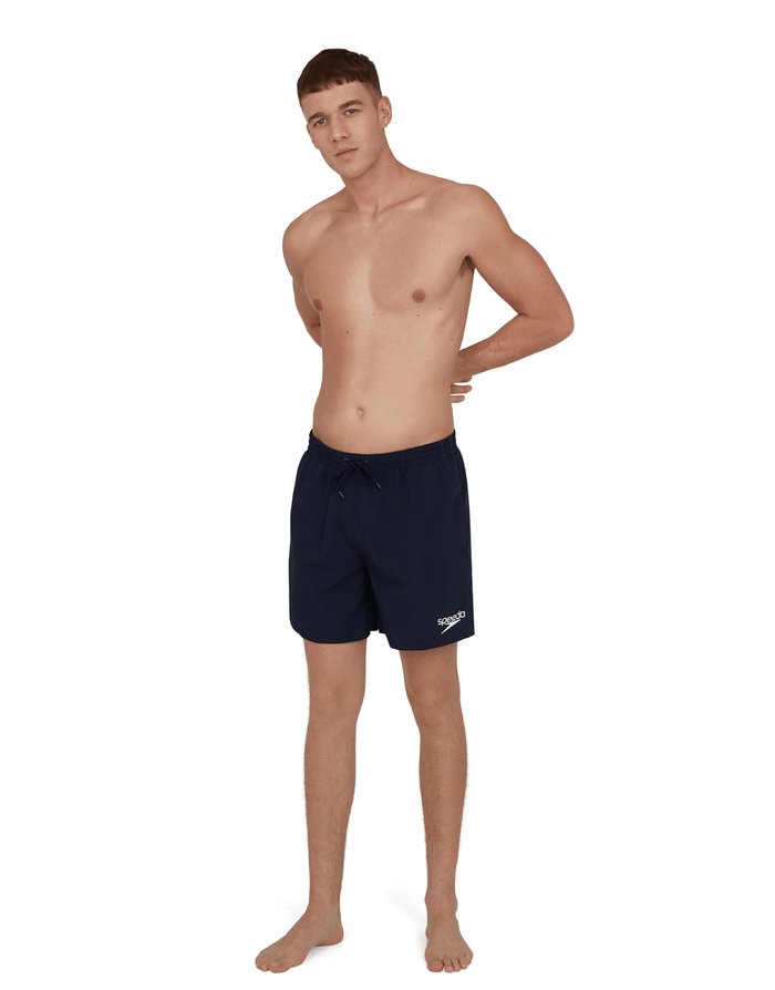 Navy Speedo Essentials 16’’ watershorts with white logo and elasticated waist