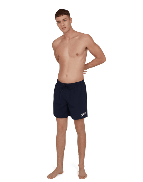 Navy Speedo Essentials 16’’ watershorts with white logo and elasticated waist