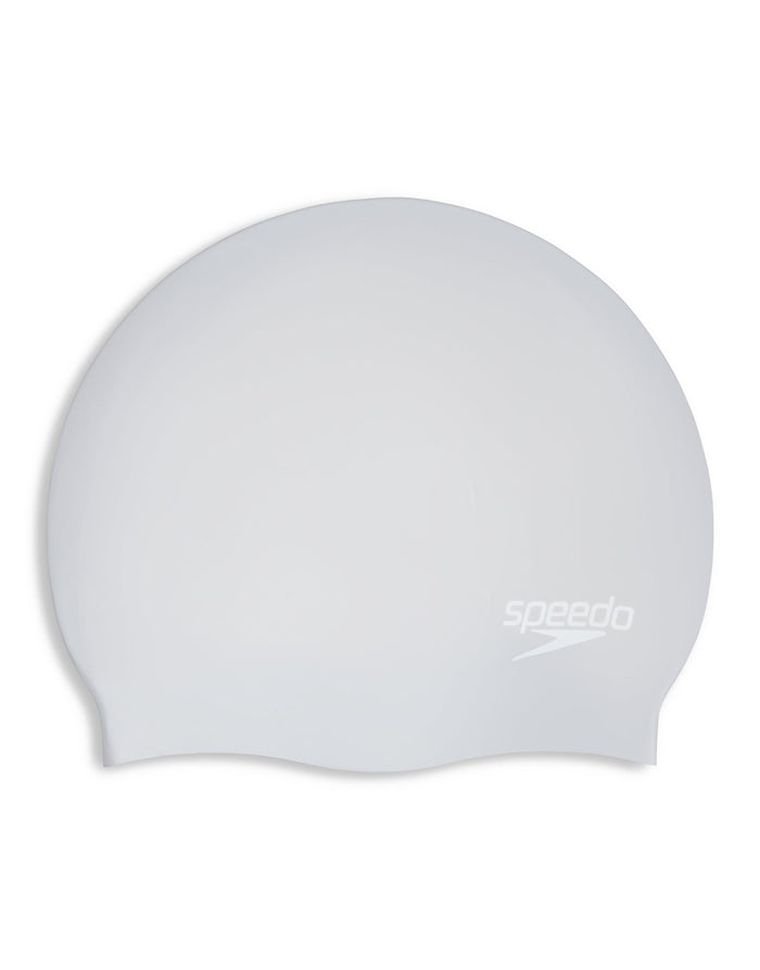 Speedo long hair white silicone swim cap for swimmers
