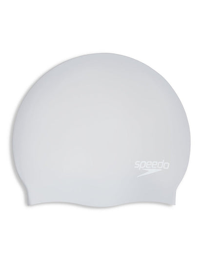 Speedo long hair white silicone swim cap for swimmers