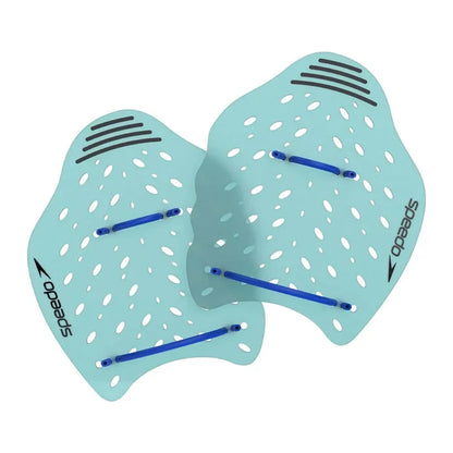 Speedo Power Plus Paddle in Arctic Glass color, a swimming training paddle with ergonomic design for enhanced upper body workout.