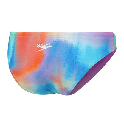Speedo women's allover digital hipster brief in Kiki Pink, Lemon Drizzle, and Picton Blue, showcasing colorful, comfortable female swim bottoms