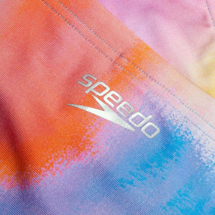Speedo women's allover digital hipster briefs in Kiki Pink, Lemon Drizzle, and Picton Blue, featuring vibrant, colorful patterns.