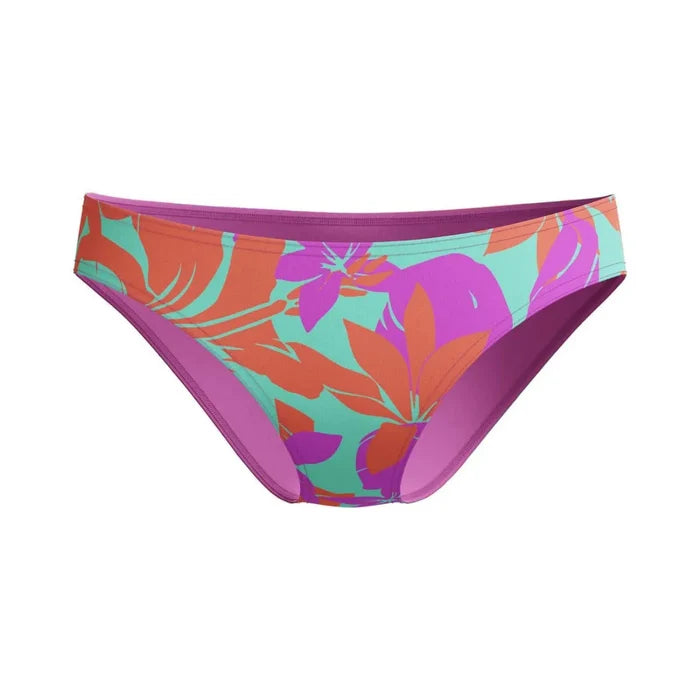 Speedo women's allover digital hipster brief in vibrant multicolor pattern, female swimwear bottoms with a comfortable fit.