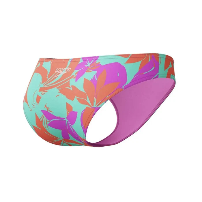 Speedo Women's Allover Digital Hipster Brief in multi-color, stylish female bottoms with vibrant digital print design.