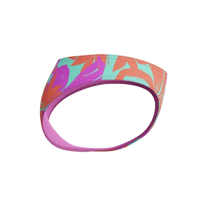 Speedo women's allover digital hipster briefs in vibrant multicolor pattern, stylish female bottoms for swim or active wear.
