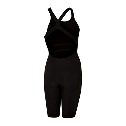 Black Speedo Women's Fastskin LZR Ignite Kneeskin, a sleek competitive swimsuit designed for optimal performance.