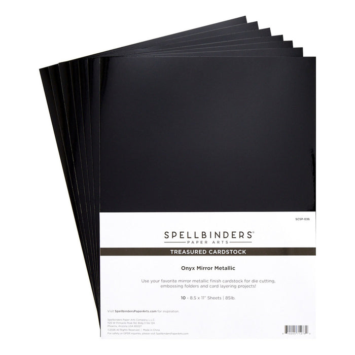 Spellbinders - 8.5X11 Treasured Cardstock Pack - 10/Pkg - Onyx Mirror Metallic. Available at Embellish Away located in Bowmanville Ontario Canada.