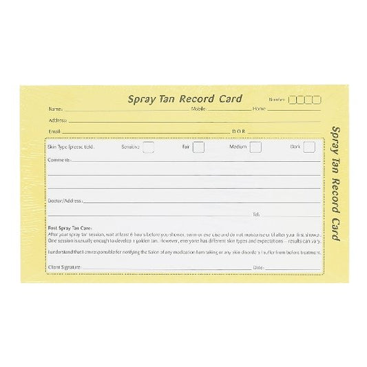 Spray Tan Record Cards - Franklins