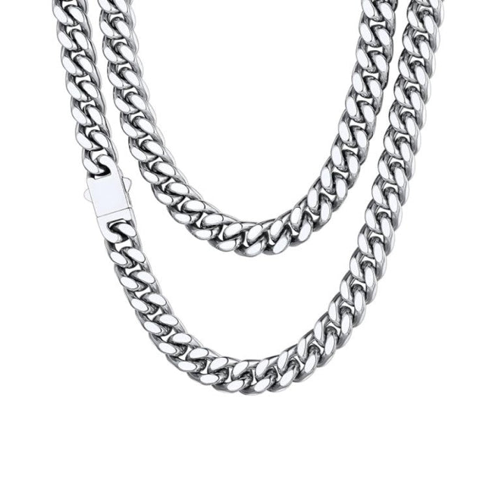 Stainless Steel 12MM Cuban Curb Link Chain Necklace