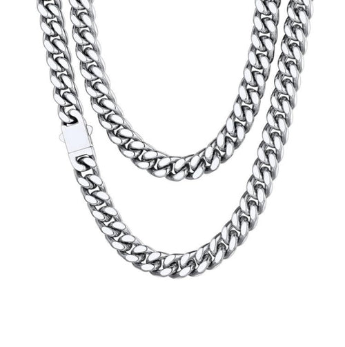 Stainless Steel 12MM Cuban Curb Link Chain Necklace