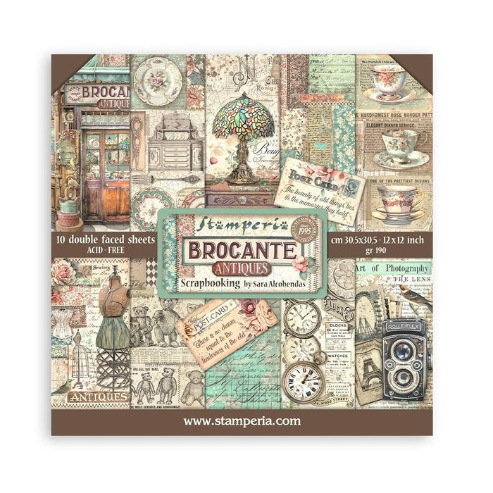 Stamperia - Double-Sided Paper Pad 12"X12" - 10/Pkg - Brocante Antiques. Start your project off right with the perfect paper for scrapbook pages, greeting cards, bookmarks, gift cards, mixed media and much more! Available at Embellish Away located in Bowmanville Ontario Canada.