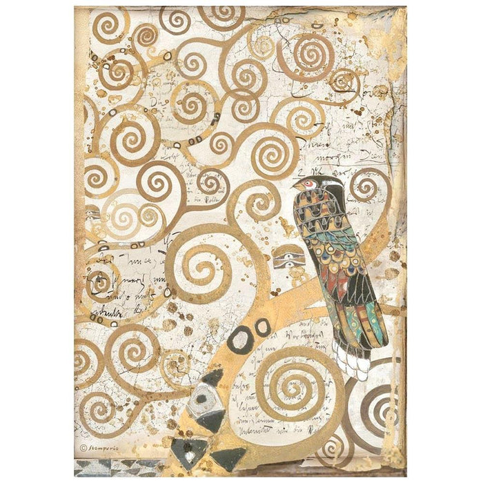Stamperia - Rice Paper Sheet A4 - From The Tree Of Life - Klimt. A fun and unique addition to scrapbook pages, greeting cards and more! Available in a variety of designs, each sold separately. Imported. Available at Embellish Away located in Bowmanville Ontario Canada.