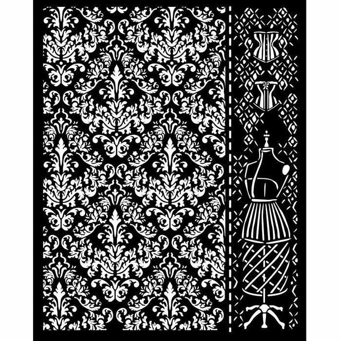 Stamperia - Stencil 7.87"X9.84" - Brocante Antiques - Mannequin. Stencils are perfect for using on mixed media, card making, scrapbooking, textile art and so much more. Use them together or on their own. Available at Embellish Away located in Bowmanville Ontario Canada.