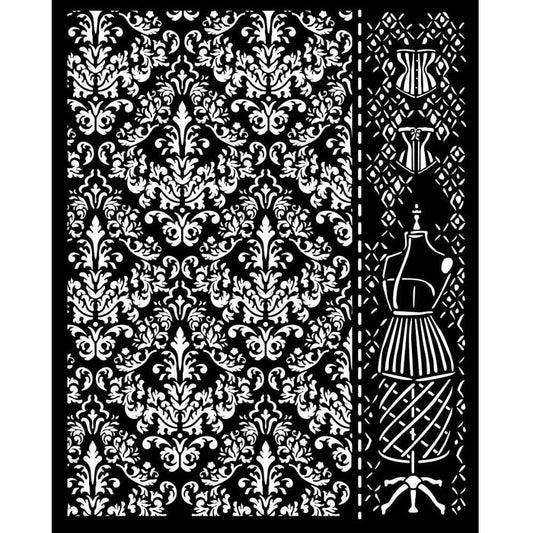 Stamperia - Stencil 7.87"X9.84" - Brocante Antiques - Mannequin. Stencils are perfect for using on mixed media, card making, scrapbooking, textile art and so much more. Use them together or on their own. Available at Embellish Away located in Bowmanville Ontario Canada.