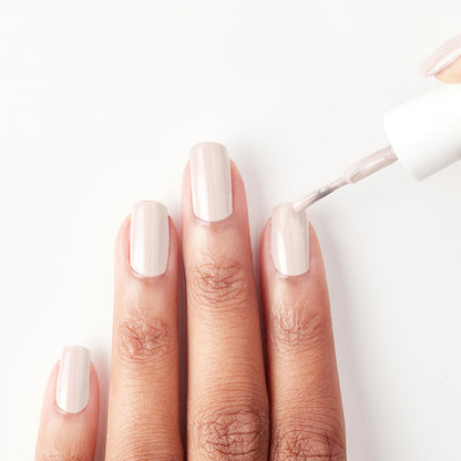 Applying Stonehearted neutral creamy grey nail polish