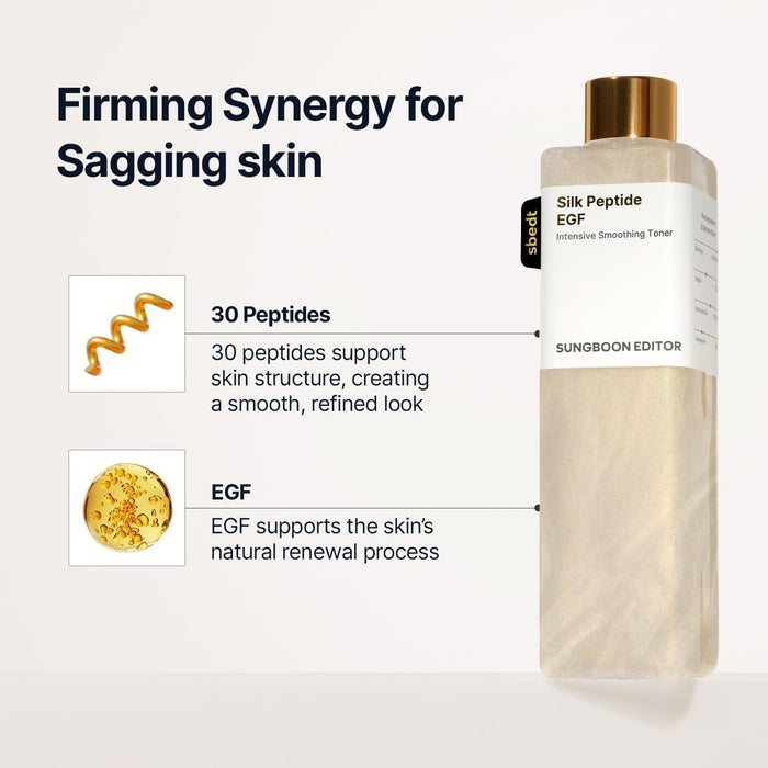 Sungboon Editor Silk Peptide EGF Intensive Smoothing Toner 300ml تونر سونغبون إديتور سيلك ببتيد إي جي إف المكثف لتنعيم البشرة - Princess Cosmetics Qatar