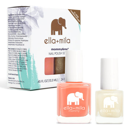Mommy & Me Sunkissed and Dipped in Gold nail polish set with its gift box