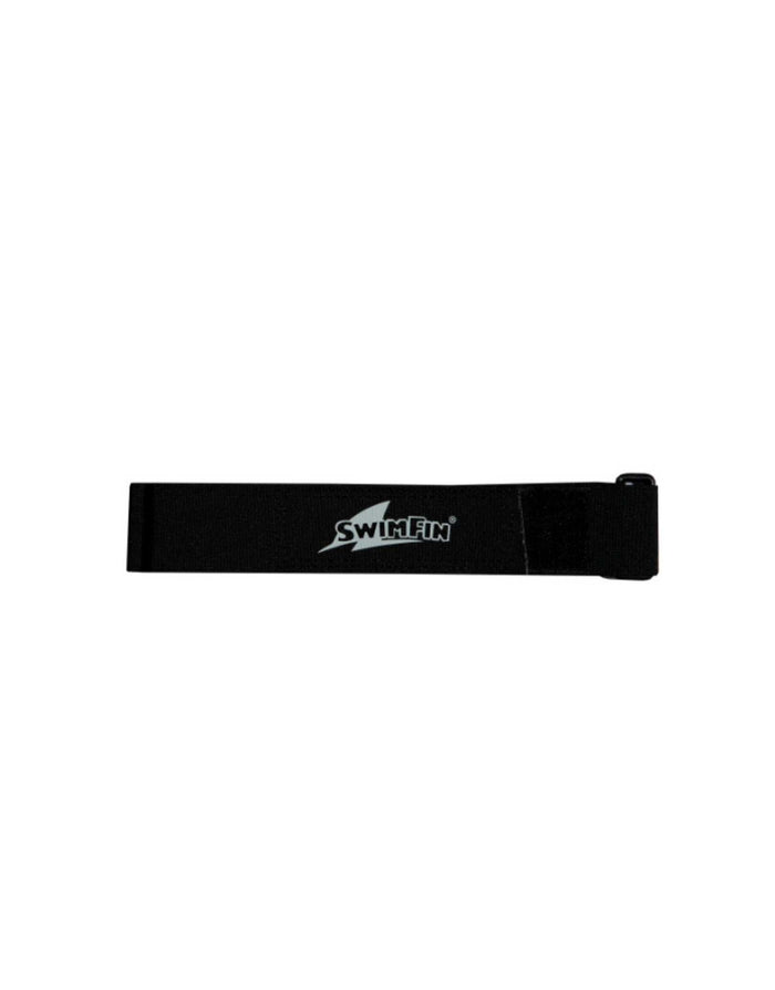 Black replacement straps for SwimFin with white shark fin logo