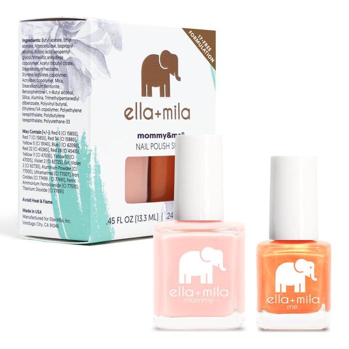 Mommy & Me Tea Rose and Mango Pop nail polish set with its gift box