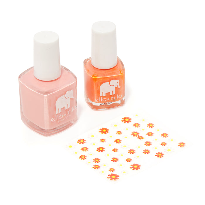 Mommy & Me Tea Rose and Mango Pop bottles with nail art stickers