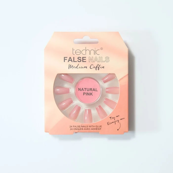 Technic False Nails Medium Coffin Natural Pink