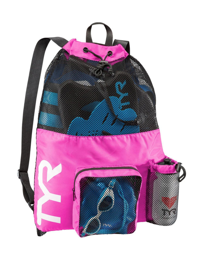 Tyr Big Mesh Mummy Backpack in pink black with sunglasses pocket