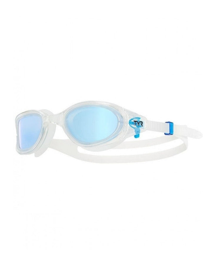 TYR Special Ops 3.0 polarized swim goggles with white/blue mirrored lenses