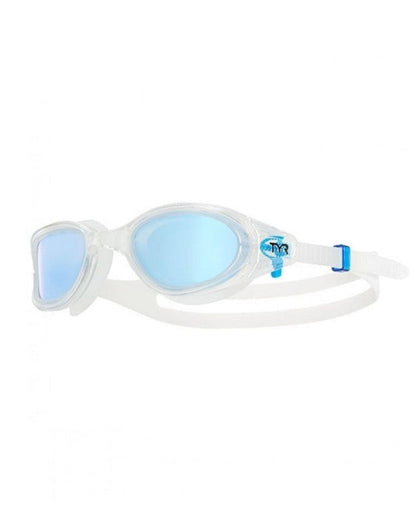 TYR Special Ops 3.0 polarized swim goggles with white/blue mirrored lenses
