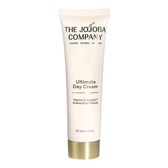 Tube of 'The Jojoba Company' Ultimate Day Cream on a white background