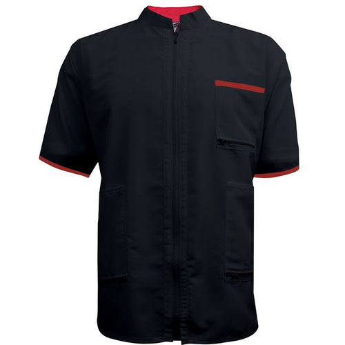 Vincent 2 Tone China Collar Barber Jacket - Black [M-XL] # VT2217 - Palms Fashion Inc.