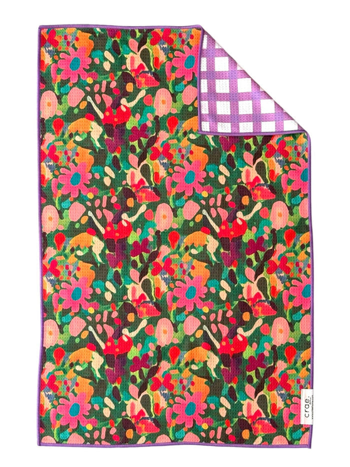 reversible hand towel, microfiber hand towel, waffle weave towel, kitchen towel, decorative hand towel, colorful kitchen towel, absorbent towel, eco friendly towel, giftable home essentials, violet hand towel