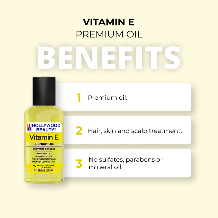 Vitamin E Premium Oil for Hair, Scalp, Skin, and Nails - 2 fl oz