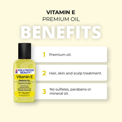 Vitamin E Premium Oil for Hair, Scalp, Skin, and Nails - 2 fl oz