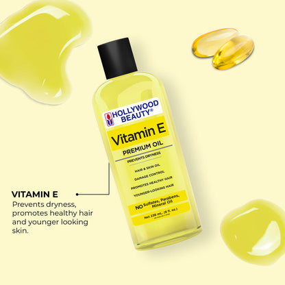 Vitamin E Premium Oil for Hair, Scalp, Skin, and Nails - 8 fl oz