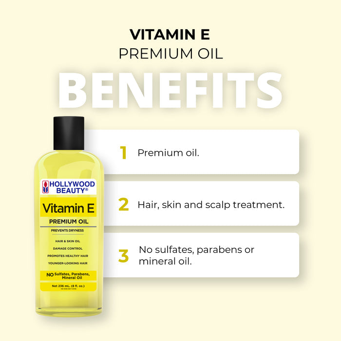 Vitamin E Premium Oil for Hair, Scalp, Skin, and Nails - 8 fl oz