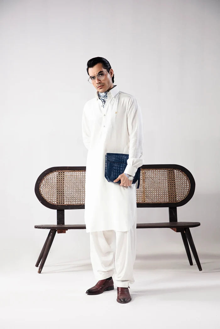 White Linen Shalwar Kameez
