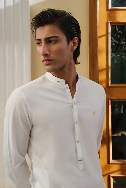 WHITE SELF TEXTURE WASH N WEAR SHALWAR KAMEEZ