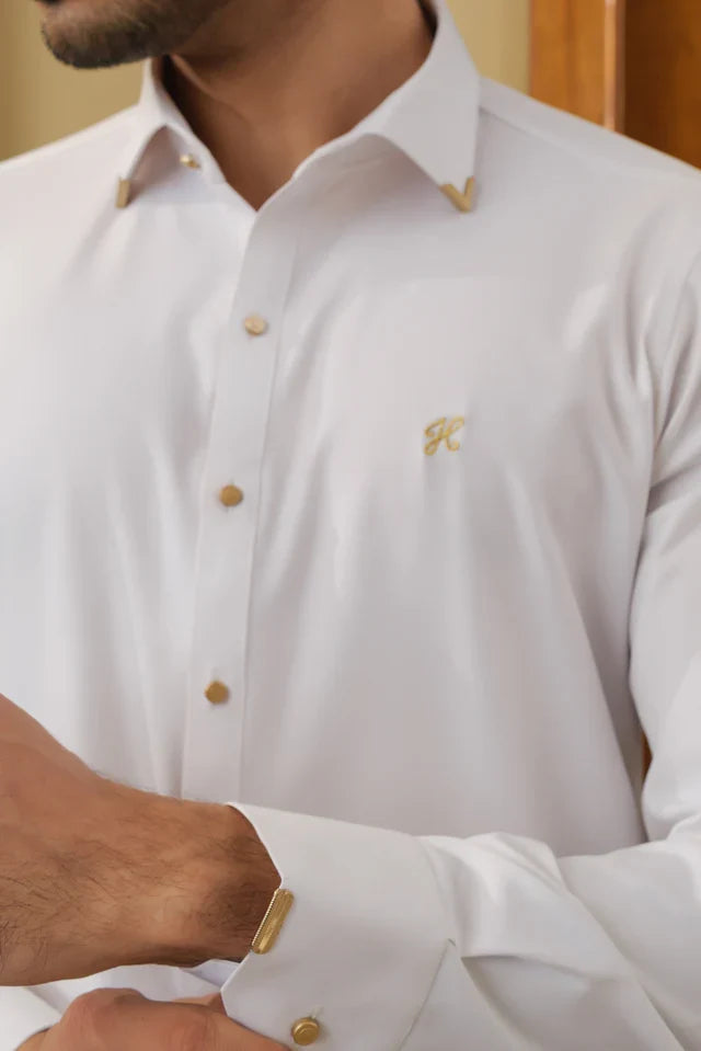 WHITE TWILL EGYPTIAN COTTON SHALWAR KAMEEZ