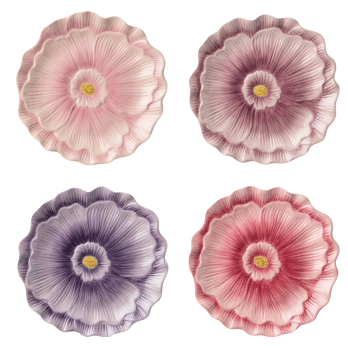 floral dessert plates, 3d floral plates, wildflower plates, decorative dessert plates, garden inspired tableware, sculptural plates, ceramic dessert plates, spring tableware, cottage style dishes, giftable tableware