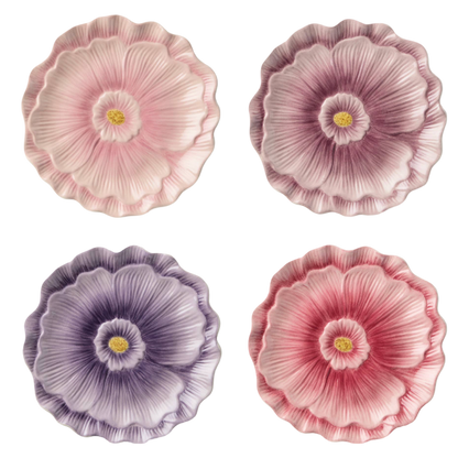 floral dessert plates, 3d floral plates, wildflower plates, decorative dessert plates, garden inspired tableware, sculptural plates, ceramic dessert plates, spring tableware, cottage style dishes, giftable tableware