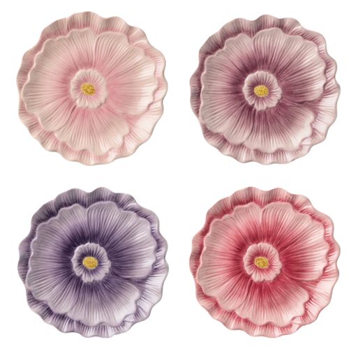 floral dessert plates, 3d floral plates, wildflower plates, decorative dessert plates, garden inspired tableware, sculptural plates, ceramic dessert plates, spring tableware, cottage style dishes, giftable tableware
