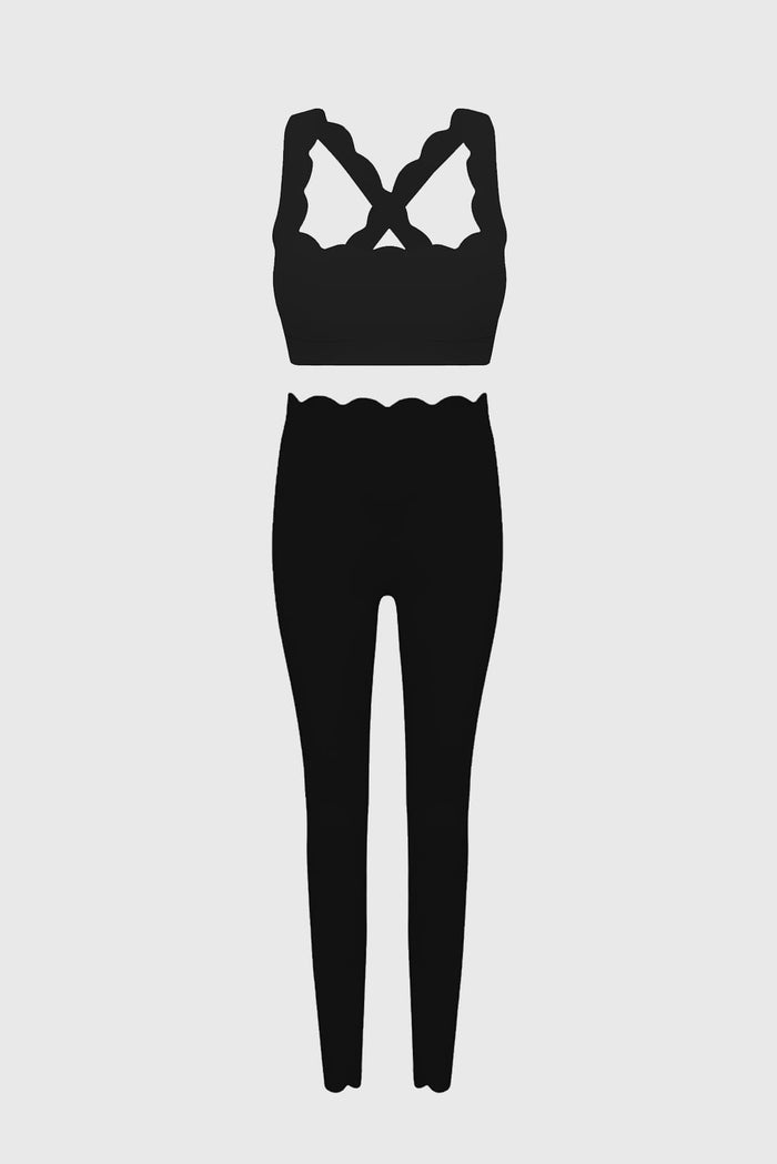 Black / Cross Back Bra + Legging / S (US 2)