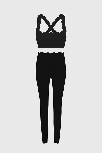 Black / Cross Back Bra + Legging / S (US 2)