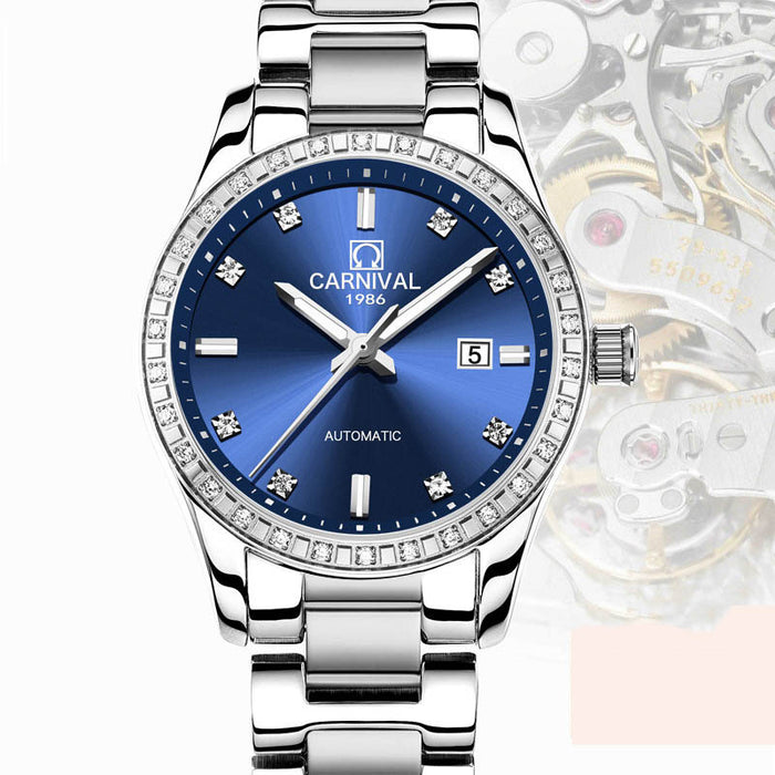 Women's Automatic Mechanical Watch - Rose Gold Diamond Waterproof Fashion Watch