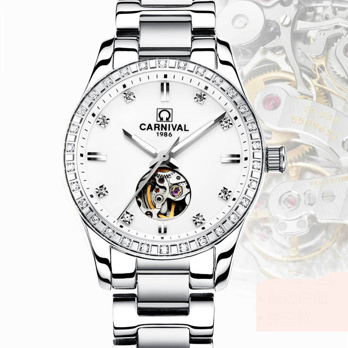 Women's Automatic Mechanical Watch - Rose Gold Diamond Waterproof Fashion Watch