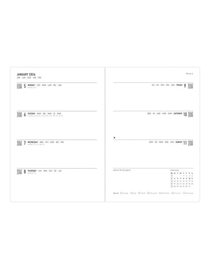 Letts of London Woodland A5 Week to View Planner 2026 - Multilanguage Green 26-082161 #color_woodland-green