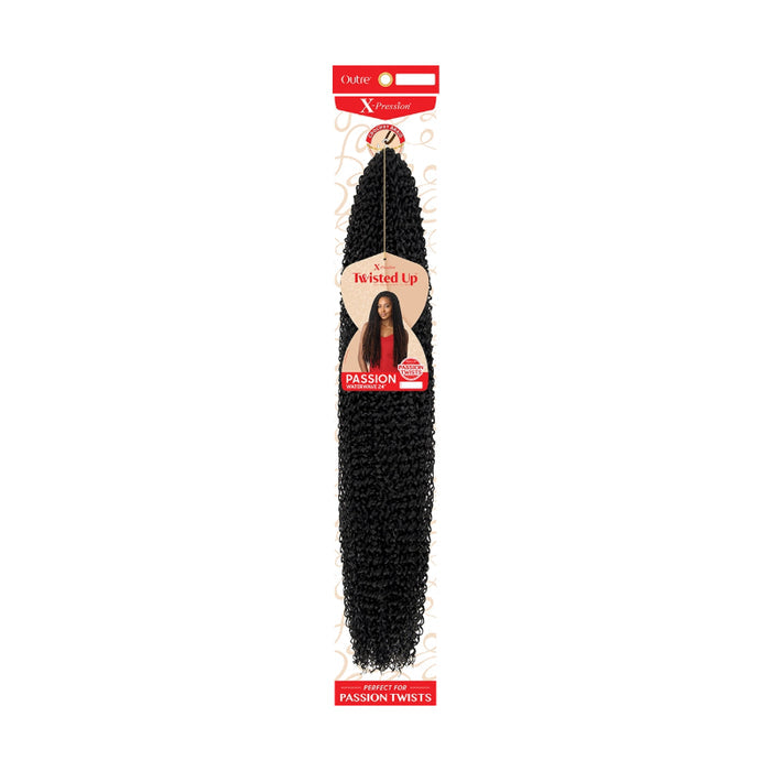 OUTRE kinky passion twist hair extensions in black braided style perfect for passion twists